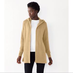 Nine West Texture Hooded Cardigan Light Beige Size XL NWOT